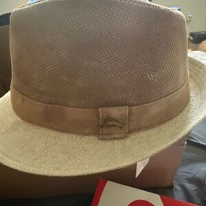 Tommy Bahama Blue and Tan Straw Fedora